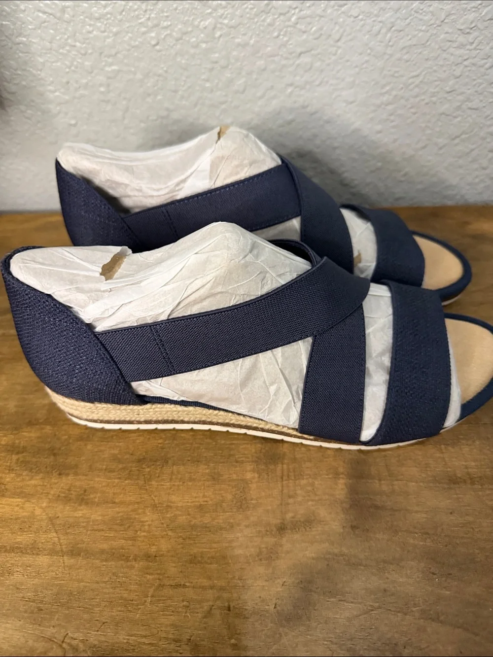 Kelly & Katie Women's Navy Crisscross Wedge Sandals size 9.5